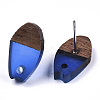 Transparent Resin & Walnut Wood Stud Earring Findings MAK-N032-010A-A01-3