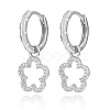 S925 Silver Micro Pave Cubic Zirconia Hollow Flower Hoop Earrings DL5983-2-1