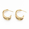 Semicircular Brass Stud Earrings KK-T062-39G-NF-4