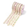 5 Rolls 5 Patterns Single Face Printed Cotton Satin Ribbons OCOR-YW0001-04-2