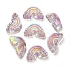 UV Plating Rainbow Iridescent Acrylic Enamel Beads OACR-G012-08D-1