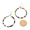 Natural Agate Beads Big Ring Dangle Earrings for Girl Women EJEW-JE04652-6