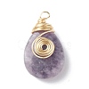 Copper Wire Wrapped Natural Lepidolite Pendants PALLOY-JF01179-2