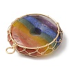 Chakra Gemstone Donut Copper Wire Wrapped Pendants PALLOY-TA00054-3