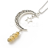 Natural Gemstone Bullet with Alloy Moon Pendant Necklace for Women NJEW-JN03912-5