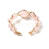 Adjustable Natural Rose Quartz with Brass Rings G-B075-01G-07-3