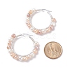 Natural Pearl Wire Wrapped Beaded Hoop Earrings for Women EJEW-JE04759-03-4