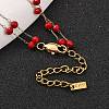 Ion Plating(IP) 304 Stainless Steel & Faceted Red Galss Link Chain Double Layer Necklaces for Women NJEW-K255-32G-3