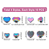 SUPERFINDINGS 40Pcs 4 Style Rack Plating Rainbow Color Alloy Beads FIND-FH0004-34-2