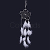 Handmade Flower Woven Net/Web with Feather Wall Hanging Decoration HJEW-A001-03B-2