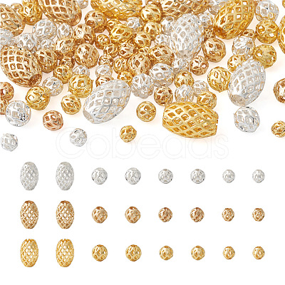 Kissitty 105Pcs 12 Styles Brass Hollow Beads KK-KS0001-27-1