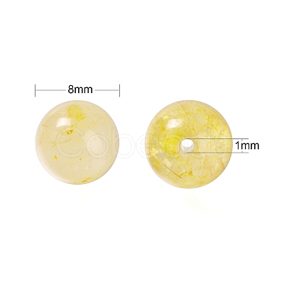 100Pcs 8mm Natural Gold Rutilated Quartz Round Beads DIY-LS0002-49-1