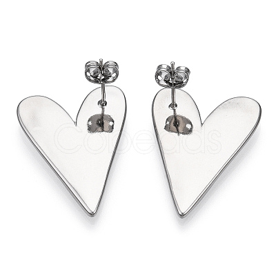 Heart Brass Stud Earrings for Women EJEW-F311-02P-1