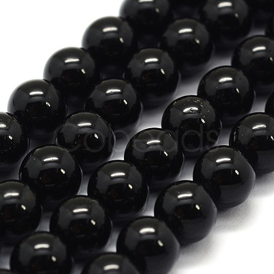 Natural Black Tourmaline Beads Strands G-G763-01-4mm-AB-1