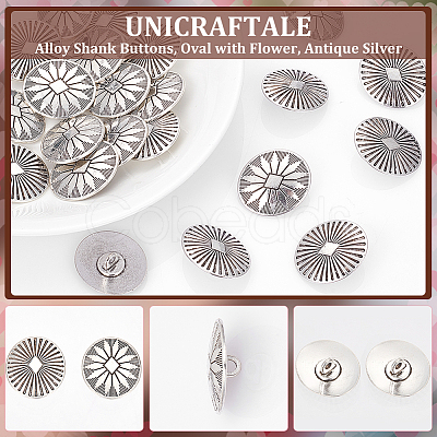 Unicraftale 24Pcs 2 Style Zinc Alloy Shank Buttons BUTT-UN0001-23-1