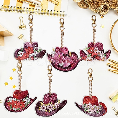 Flower Hat DIY Pendant Decoration Diamond Painting Kit PW-WG43605-01-1