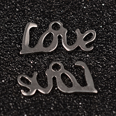 Tarnish Resistant Word Love 304 Stainless Steel Charms STAS-M249-16-1