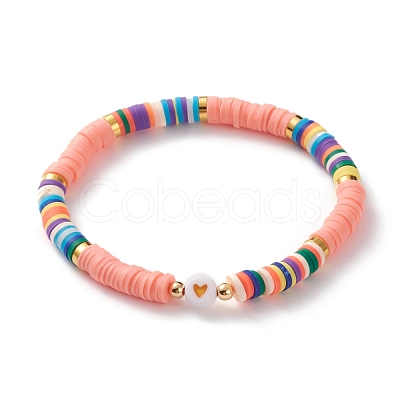 Polymer Clay Heishi Beads Stretch Bracelets BJEW-JB05708-1