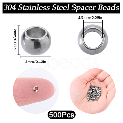 SUNNYCLUE 304 Stainless Steel Spacer Beads STAS-SC0006-87A-1