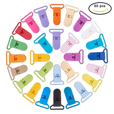 80Pcs 20 Colors Eco-Friendly Plastic Baby Pacifier Holder Clip KY-PH0007-03-1