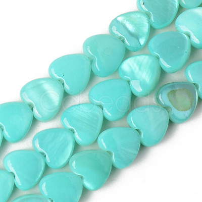 Spray Painted Natural Freshwater Shell Beads Strands X-SHEL-N026-69C-1