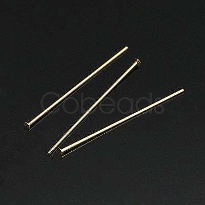 Yellow Gold Filled Flat Head Pins X-KK-G161-19x0.5mm-1-1