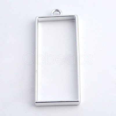 Rack Plating Alloy Rectangle Open Back Bezel Pendants X-PALLOY-S047-11B-FF-1