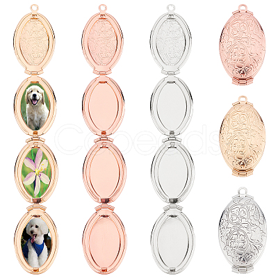 AHADERMAKER 3Pcs 3 Colors Rack Plating Brass Locket Pendants KK-GA0001-19-1