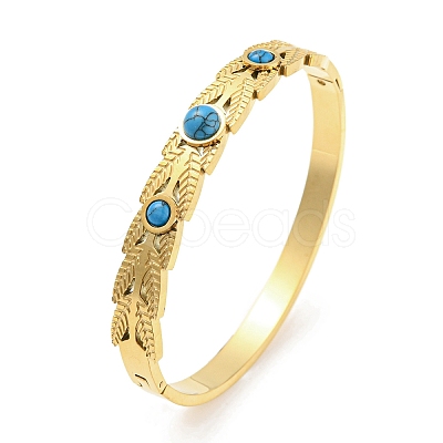 Synthetic Turquoise Beaded Bangle BJEW-G678-05G-1