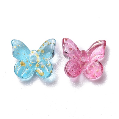 Two Tone Transparent Spray Painted Glass Charms GLAA-T016-22-1