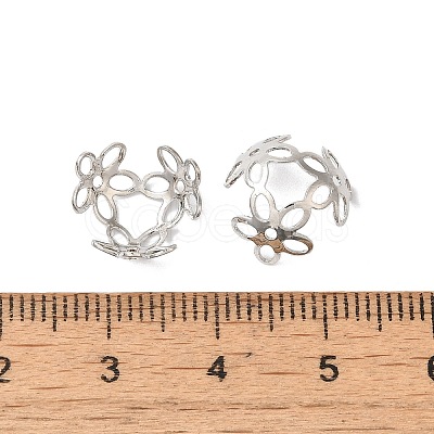 Rack Plating Brass Flower Bead Caps KK-K381-01P-1