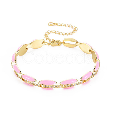 Brass Micro Pave Cubic Zirconia Link Chain Bracelet for Women BJEW-T020-05G-07-1