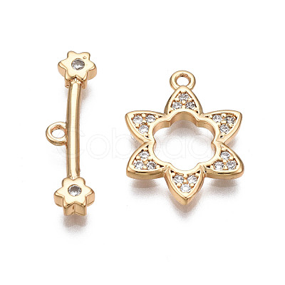 Brass Micro Pave Clear Cubic Zirconia Toggle Clasps KK-Q278-012-NF-1