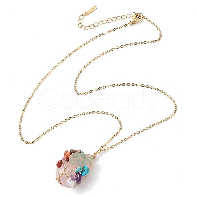 Chakra Yoga Gemstone Pendant Necklaces NJEW-JN05083-02-1