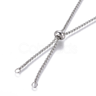 Tarnish Resistant Adjustable 304 Stainless Steel Slider Necklaces MAK-L026-07A-P-1