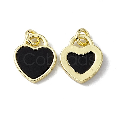Natural Black Onyx(Dyed & Heated) Heart Charms G-G977-05G-03-1