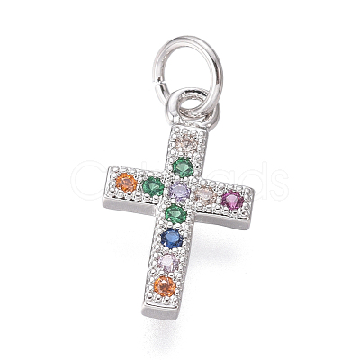 Brass Micro Pave Cubic Zirconia Charms X-ZIRC-I032-64P-1