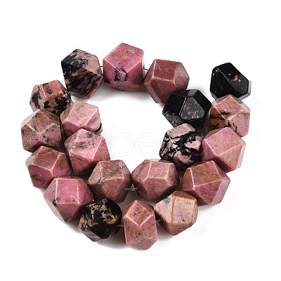 Natural Rhodonite Star Cut Round Beads Strands G-T138-32-1