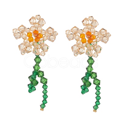 Imitation Austrian Crystal Flower of Life Dangle Stud Earrings X1-EJEW-TA00029-02-1