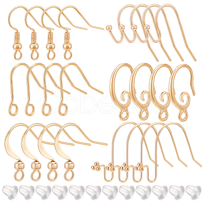 BENECREAT 36Pcs 6 Styles Brass French Earring Hooks KK-BC0010-19-1