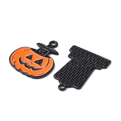 14Pcs 14 Style Halloween Theme Rack Plating Spray Painted Alloy Enamel Pendants ENAM-YW0003-84-1