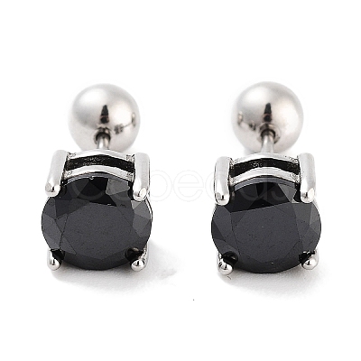 Square 316 Surgical Stainless Steel Pave Cubic Zirconia Cartilage Earrings for Women Men EJEW-Z050-33B-01P-1