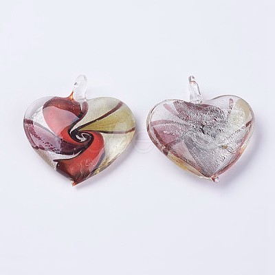 Handmade Silver Foil Lampwork Pendants LAMP-J090-L01-1