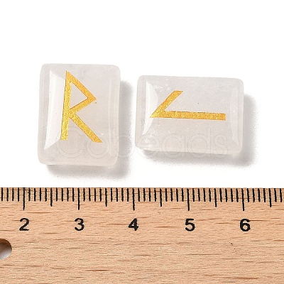 24Pcs Rectangle Natural Quartz Crystal Rune Stones G-K335-06A-1