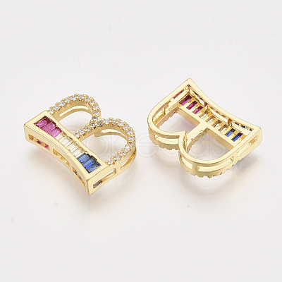 Brass Cubic Zirconia Slide Charms ZIRC-S063-01B-G-1