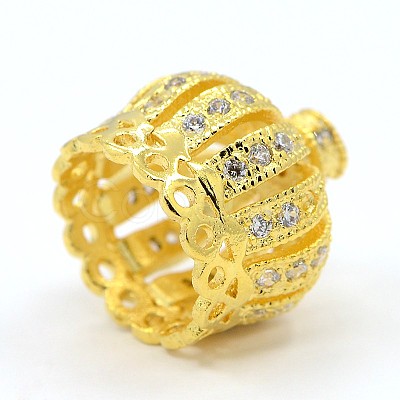 CZ Jewelry Brass Micro Pave Cubic Zirconia Bead Caps ZIRC-M025-01G-1