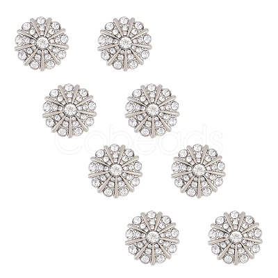 SUPERFINDINGS 8Pcs 1-Hole Alloy Rhinestone Shank Buttons FIND-FH0008-86P-1