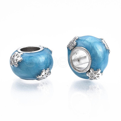 Rack Plating Alloy Enamel European Beads MPDL-N039-087-1