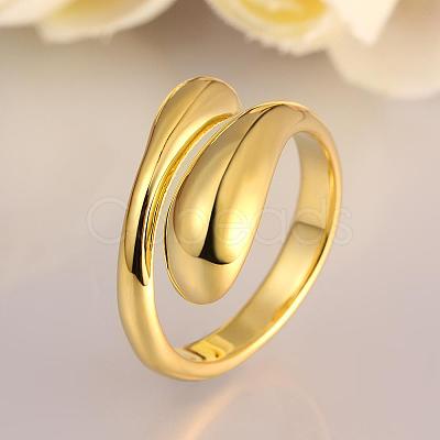 Real 18K Gold Plated Adjustable Brass Finger Rings for Women RJEW-BB07574-A-1