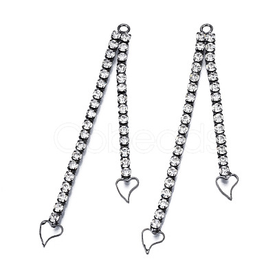 Rack Plated Brass Pave Crystal Rhinestone Chain with Heart Big Pendants KK-N216-419-03B-1